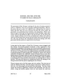 Kinder, Kirche, Kueche: Women in Nazi Germany