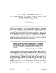 “Freedom” of the Press: British Propaganda and Systems of Self-Censorship in the First World War