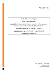 An Examination in Cardiorespiratory Performance and Cardiovascular Function in Healthy College Students