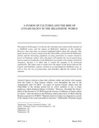 A Fusion of Cultures and the Rise of Gynaecology in the Hellenistic World