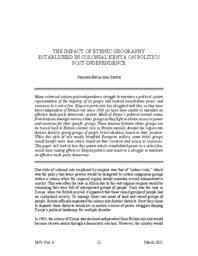 The Impact of Ethnic Geography Established in Colonial Kenya on Politics Post-Independence