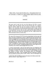 The Civil War Resulted in a Culmination of Economic Conflicts Between the North and South