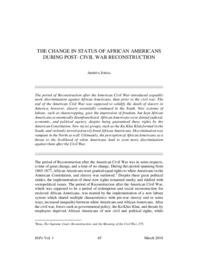 The Change in Status of African Americans During Post-Civil War Reconstruction