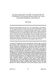 Racial Equality at the 1919 Paris Peace Conference: Humanitarian Rhetoric and Japanese Imperial Expansion