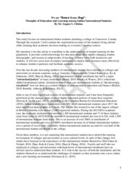 We are “Brown Money Bags”: Thoughts of Education and Learning among Indian International Students