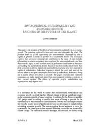 Environmental Sustainability and Economic Growth: Partners in the Future of the Planet