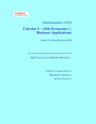 Mathematics 1174: calculus I : with economics & business applications