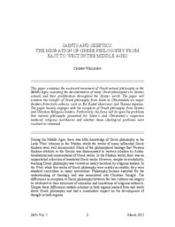 Saints and Skeptics: The Migration of Greek Philosophy from East to West in the Middle Ages